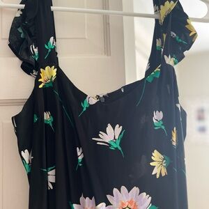 LOFT Black Dress with Floral Accents